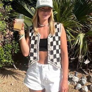 Peppermayo Black and White Checkered Tank Top